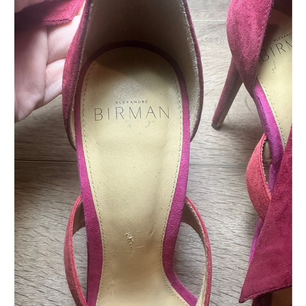 Alexandre Birman Clarita Suede Bow Ankle Tie Heels Coquette Pink Red 37.5 EU - Picture 4 of 13